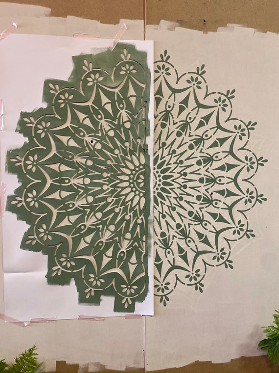 Circle of Life Mandala Stencil XL, 130x130 cm, symbolizing infinity and harmony for home décor.